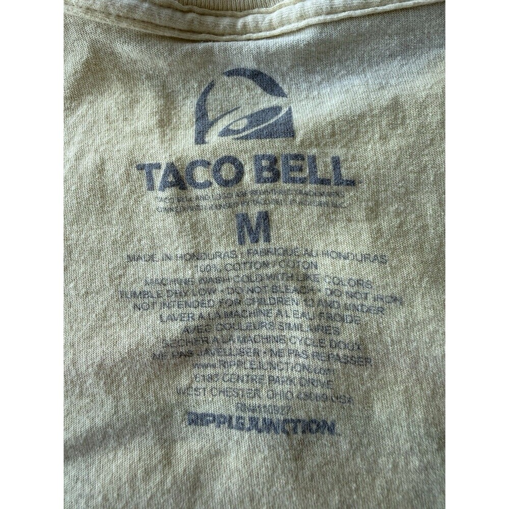 Taco Bell Logo Ripple Junction T Shirt Size Medium Pale Yellow Unisex Graphic - Picture 4 of 5
